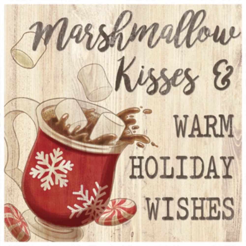 NWT Christmas Marshmallow Kisses Wooden Wall Sign